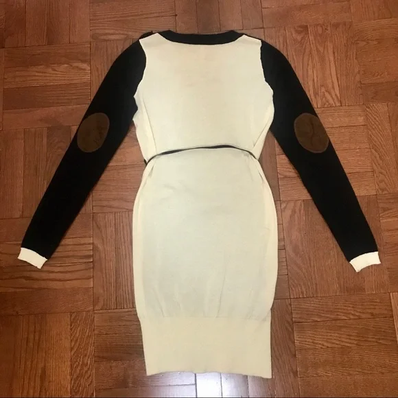 Black & Cream long sleeve sweater dress by Poof - Picture 5 of 5
